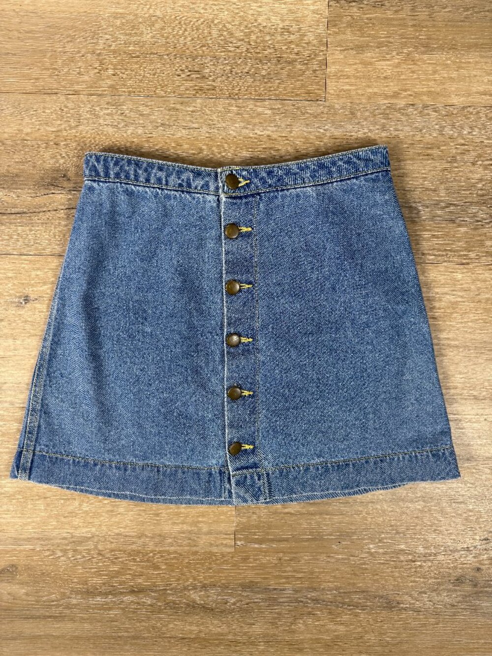 American Apparel Denim Button Front A-Line Mini Skirt | S